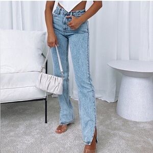 White Fox Be Cool High Rise Straight Leg Jeans